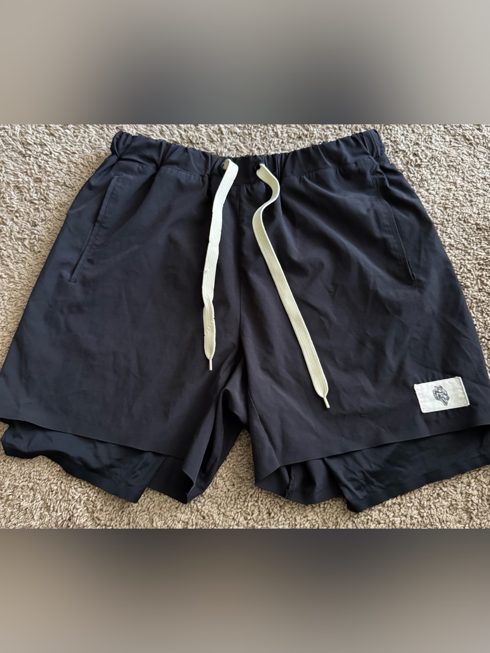 Darc Sport Black Athletic Shorts with Cream Drawstring